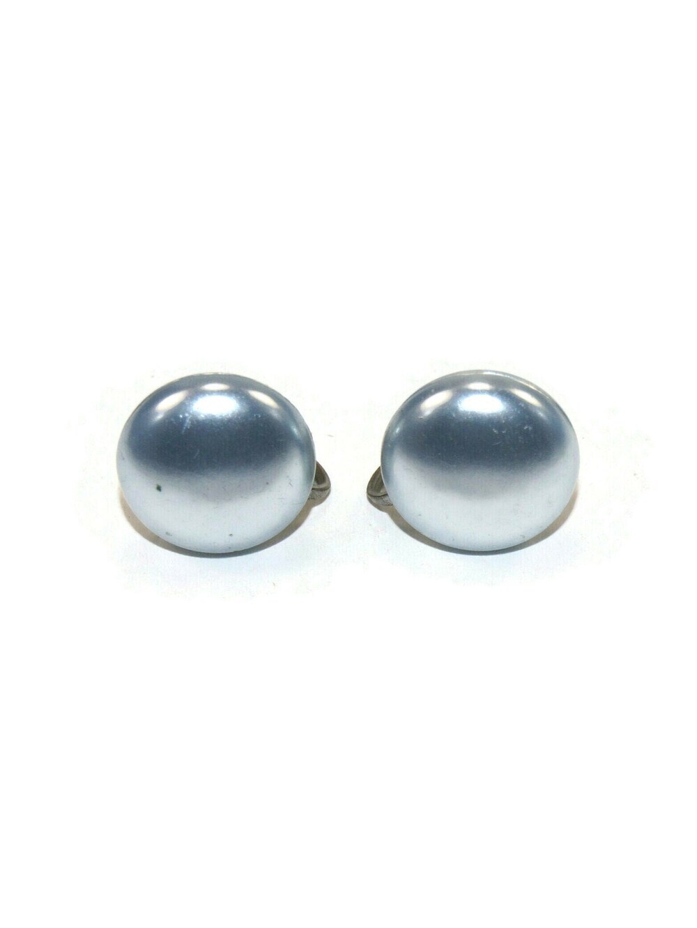 Vintage Silver Tone Resin Round Button Screw Back Earrings.